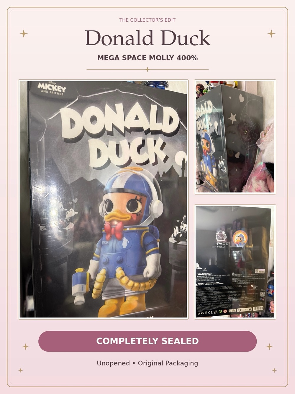 Disney Donald Duck Mega Space Molly 400% Collectible - Blue & Yellow